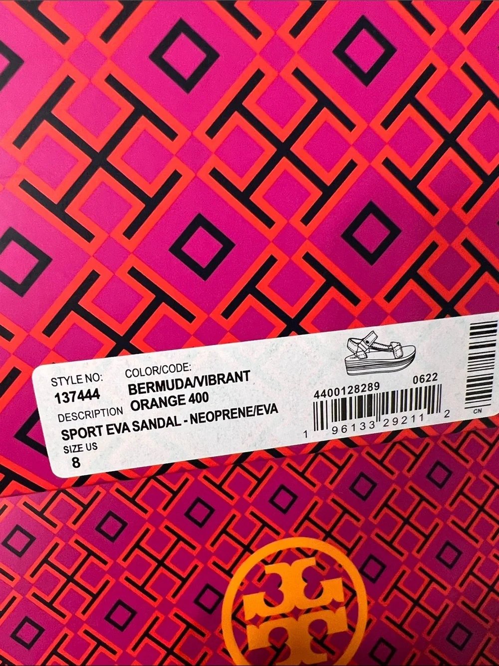 Tory Burch Sport Eva Sandal in Bermuda/ Vibrant Orange - W size 8